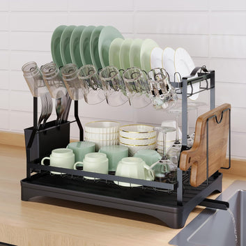 Escurridor Rack De Platos Negro 2 Niveles